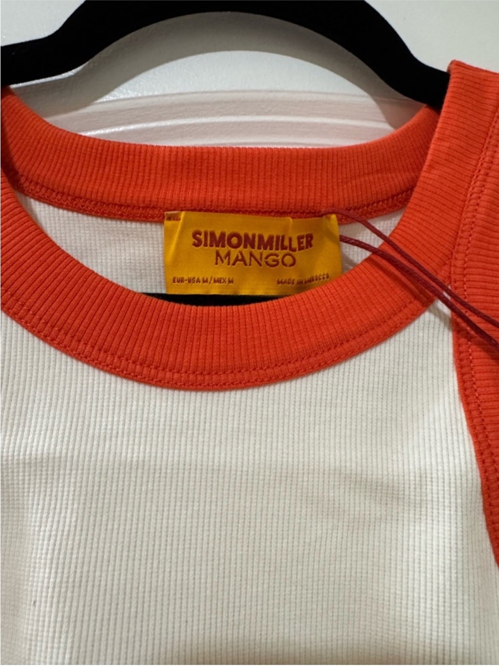 Simon Miller x Mango Ivory and Orange Graphic Ribbed Crop Tank - Picture 5 of 8